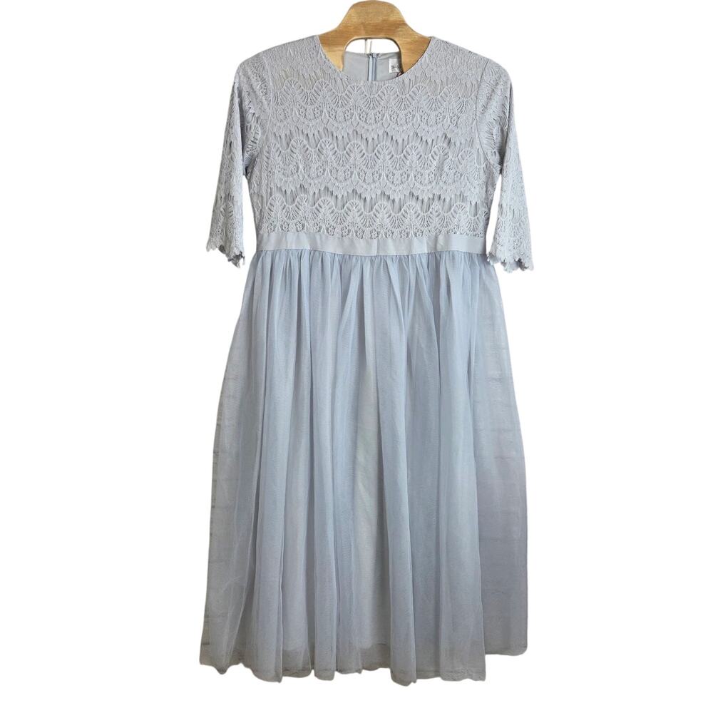 Dainty Jewells Size 4XL Light Blue Whimsical Wishes Lace and Tulle Maxi Dress